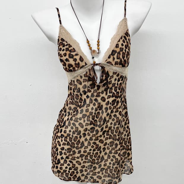 에블린 갸루 호피 레이스 슬립