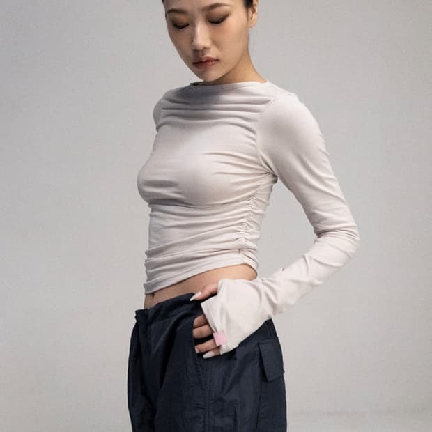 플리즈노팔로우 lisa drape top 드레이프탑 베이지