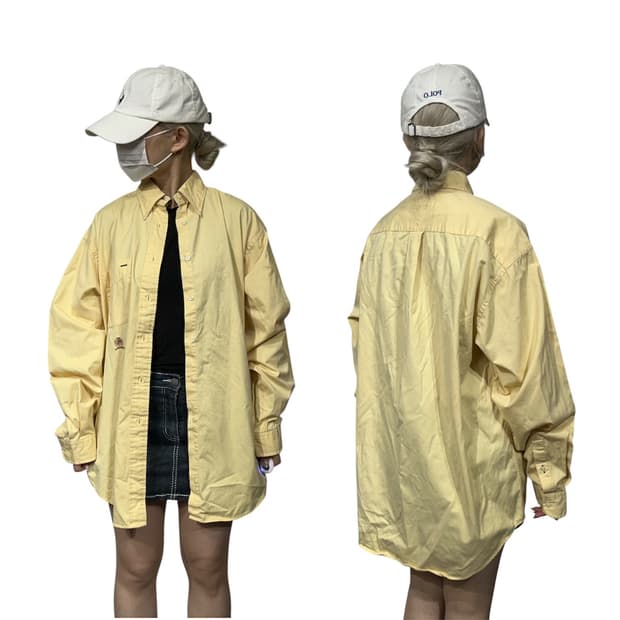 타미 힐피거 병아리 옐로우 솔리드 오버핏 셔츠 M