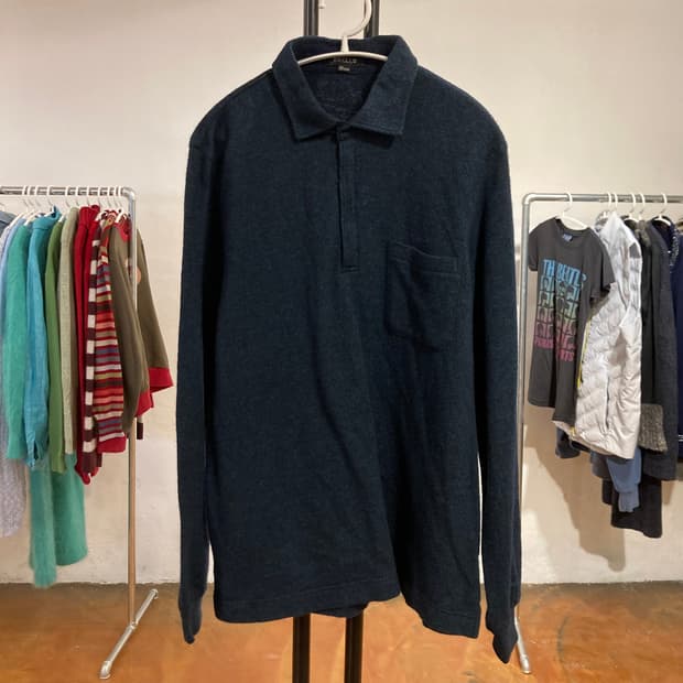 빈티지 네이비 칼라 롱 슬리브 티셔츠