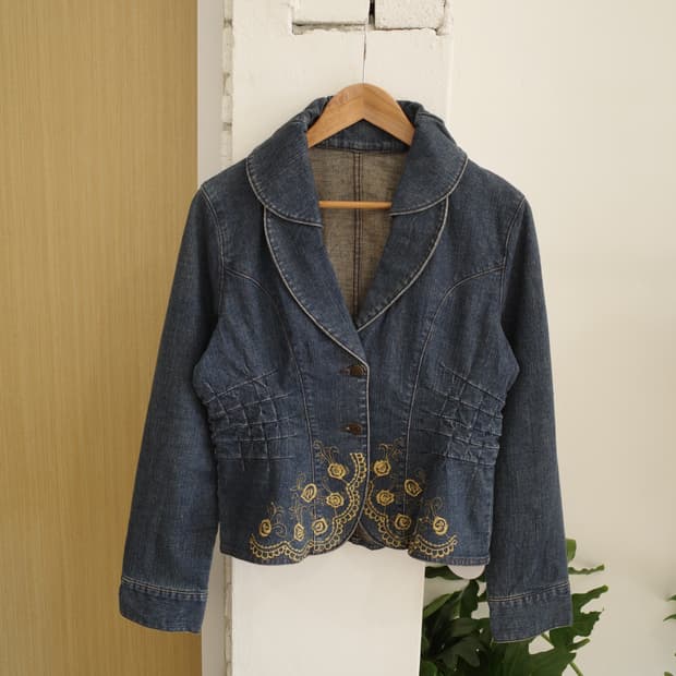 빈티지 자수 데님 자켓