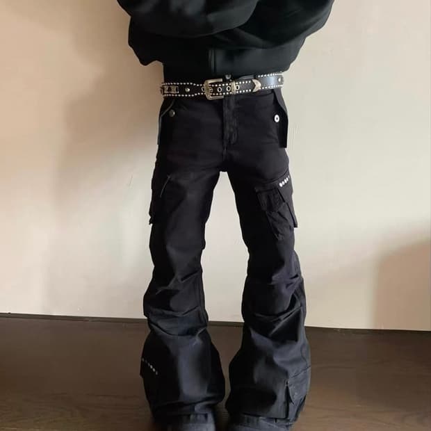 릭맛 코튼 플레어 카고 팬츠