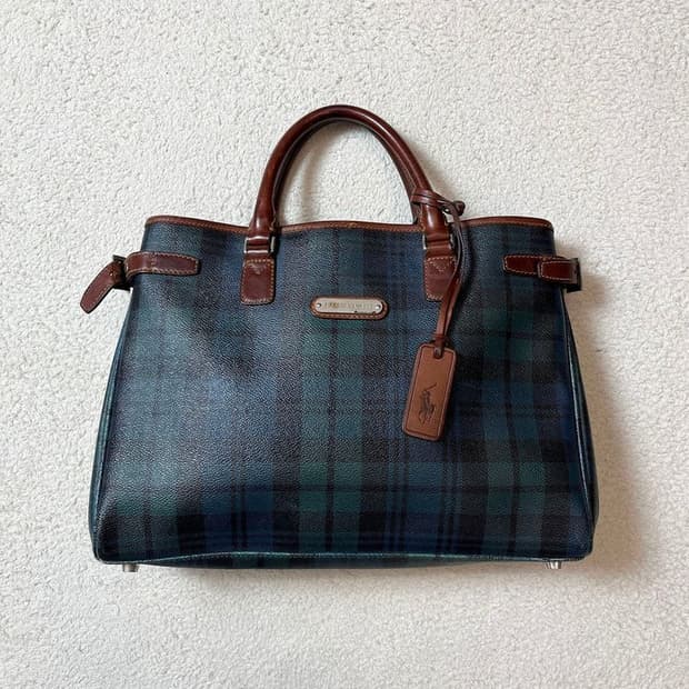폴로 랄프로렌 00's 타탄체크 토트백 A1739