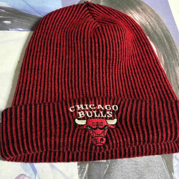 90s 빈티지 시카고불스 스트라이프 레드 비니