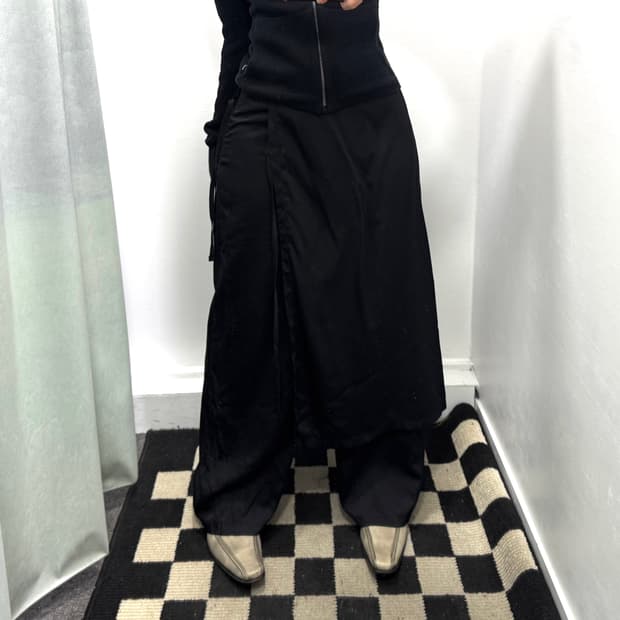 리리앤코 블랙 스커트 레이어드 팬츠