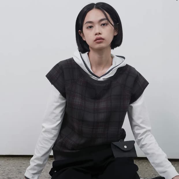 오헤시오 check short sleeves sweatshirt