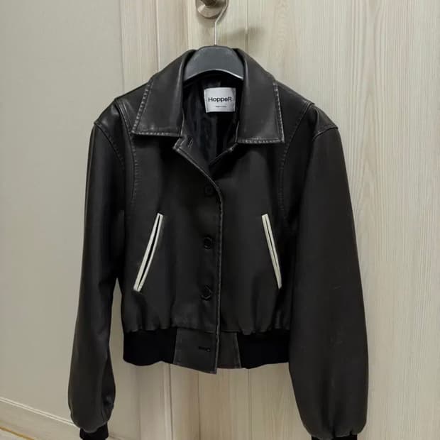 [arb] Hopper 블랙 레더 봄버 자켓