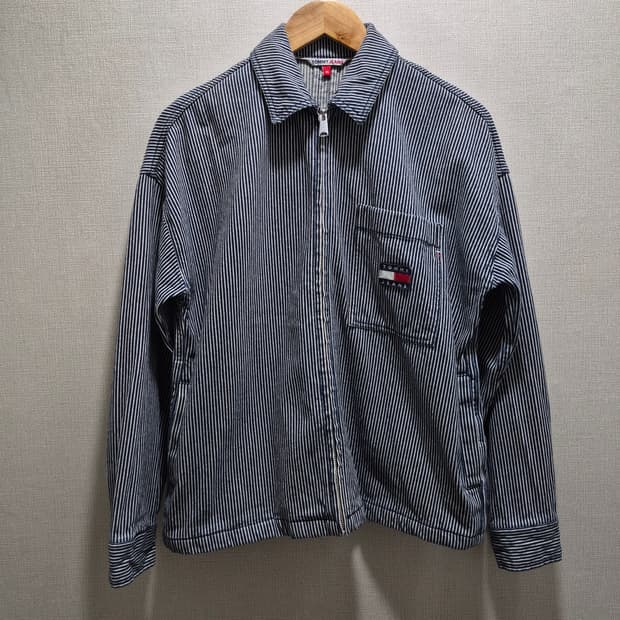 (XS) 타미진스 스트라이프 박시 오버 셔츠 자켓