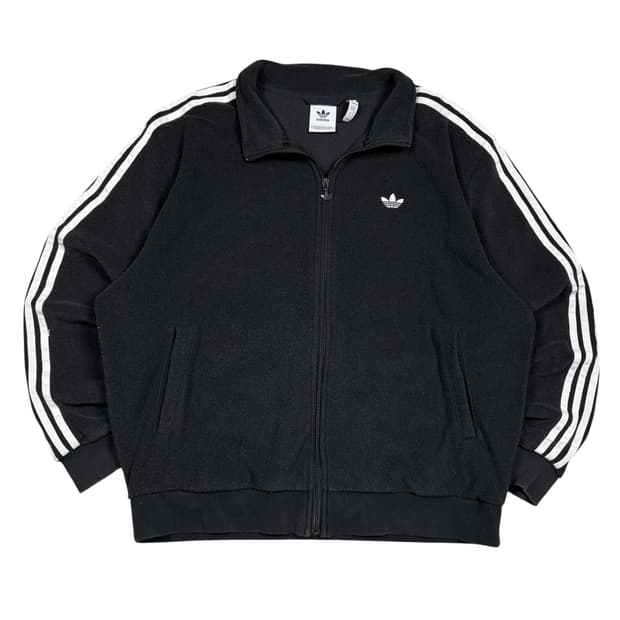 아디다스 블랙컬러 트레포일로고 부클 자켓