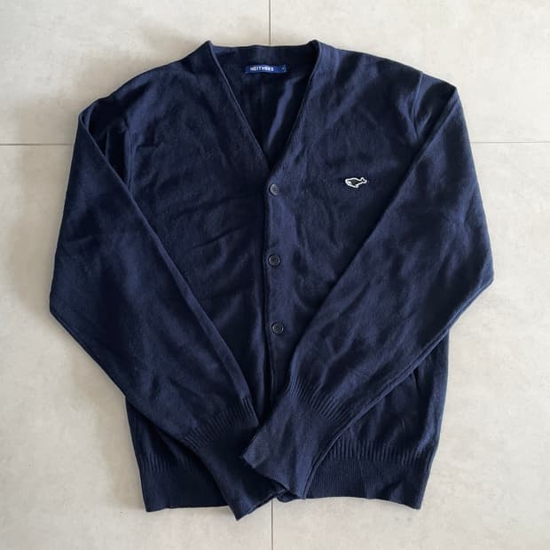 네이더스 미니멀 로고가디건 네이비 3