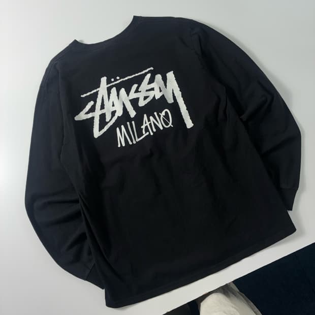 Stussy 스투시 밀라노 스탁로고 블랙 티셔츠