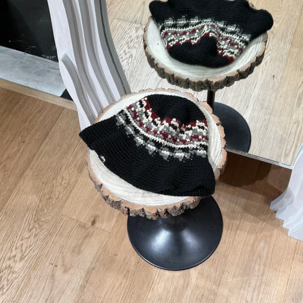 스투시 블랙 페어아일 버킷햇 