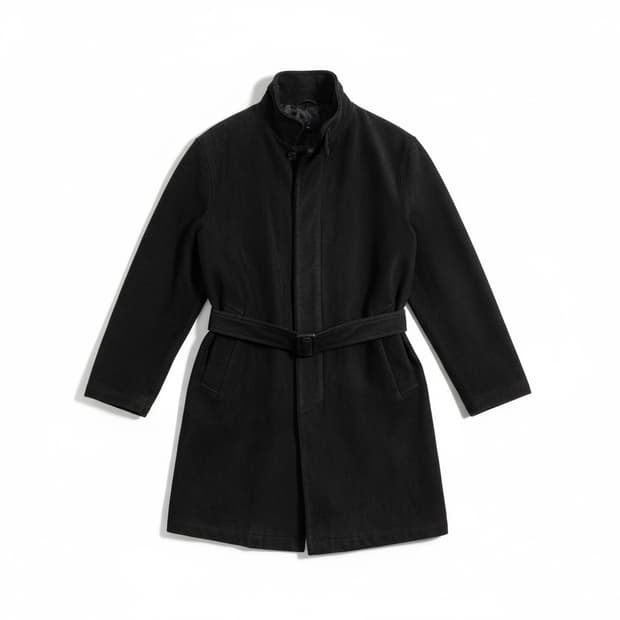 아르마니 블랙 벨트 코트