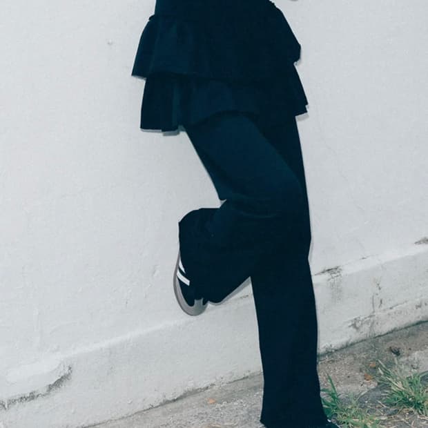 론론 캉캉 러플 레이어드 팬츠스커트 블랙