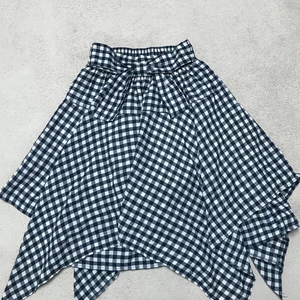 칩클립 체크 언발 스커트 모리걸 하구미