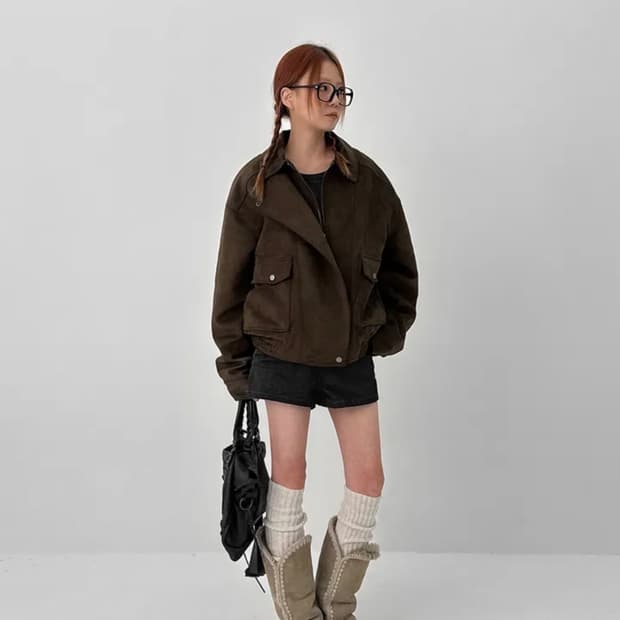 [새상품] 블랙업 아바니 스웨이드 점퍼 다크브라운