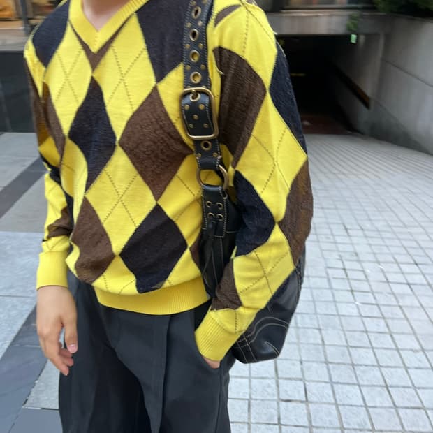 (46) REVERSED ARGYLE SWEATER