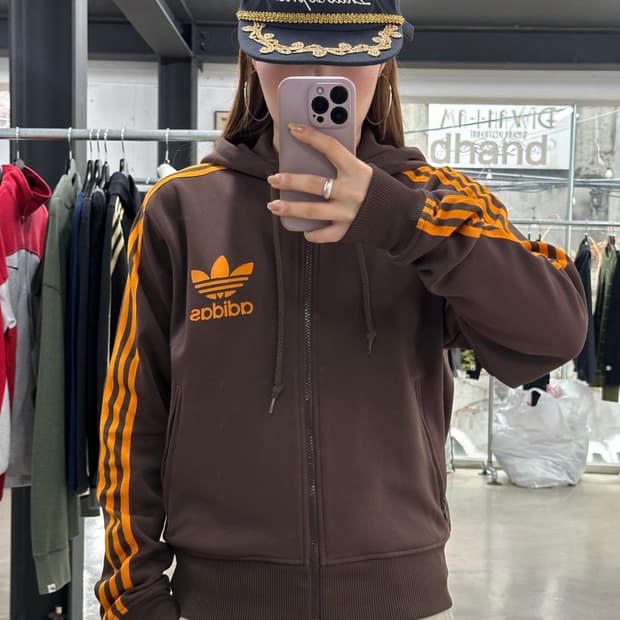 아디다스 90s 후드플락 트랙집업 브라운