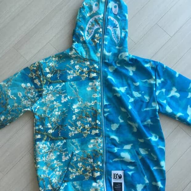 베이프 x 반 고흐 뮤지엄 샤크 풀 집 후드 블루