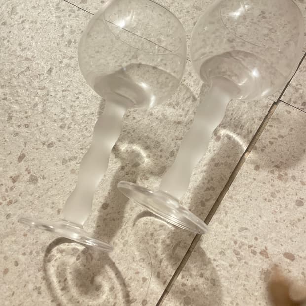 빈티지 물결 스템 스노우 와인잔 세트