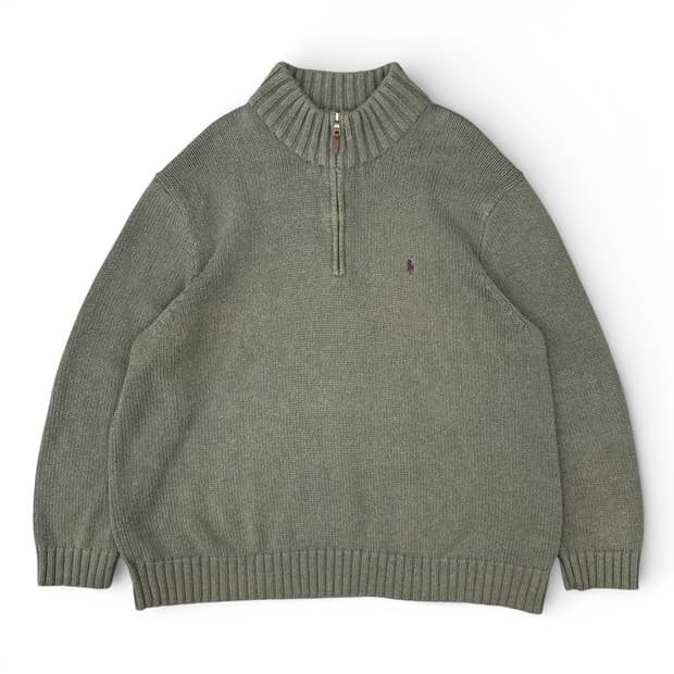90's 폴로 쿼터 집 코튼 스웨터