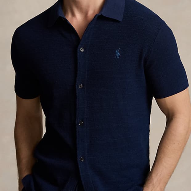 텍스처 코튼 리넨 셔츠 스웨터