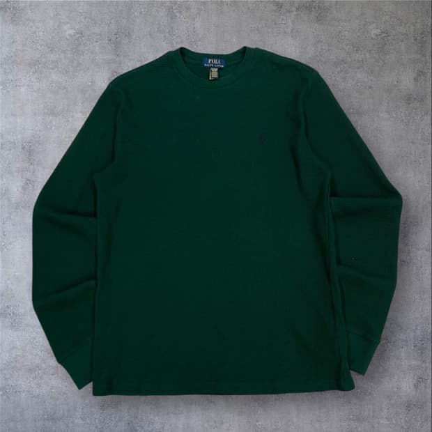 폴로 랄프로렌 그린 컬러 스몰 포니 와플 롱슬리브