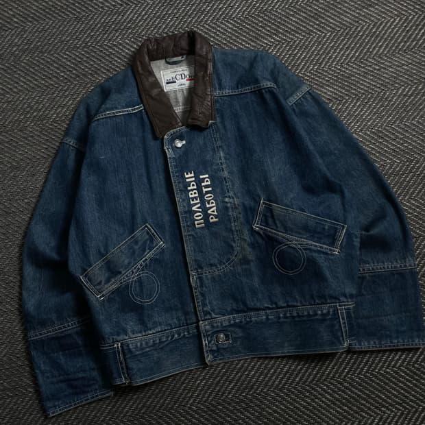 Anecdote 아카이브 레더 카라 데님 워크 자켓y 4402