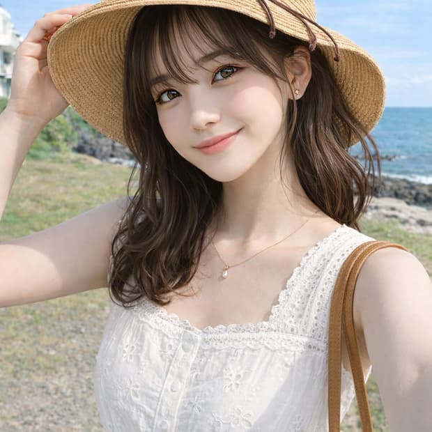 [엘르 BASIC ELLE] 라탄 챙모자 얼굴작아보이는 여름모자