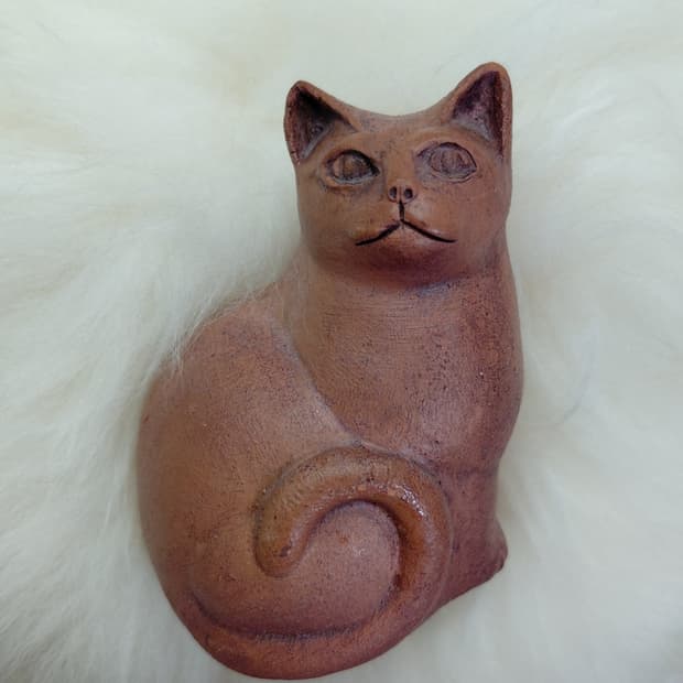 Rare Vintage/antique)빈티지 테라코타 고양이 인형 장식품