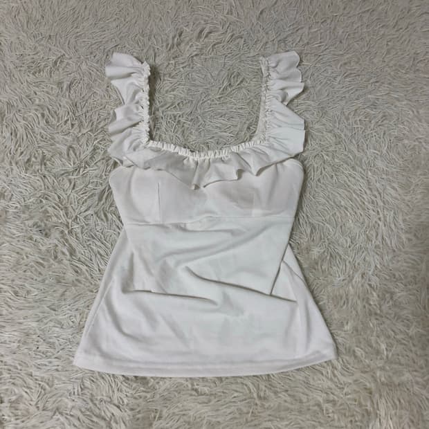 빈티지 화이트 프릴 나시