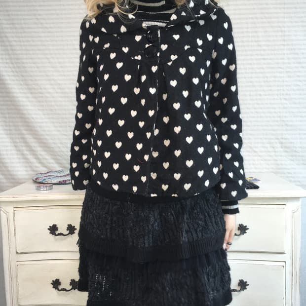 jpn vintage black heart collar jacket