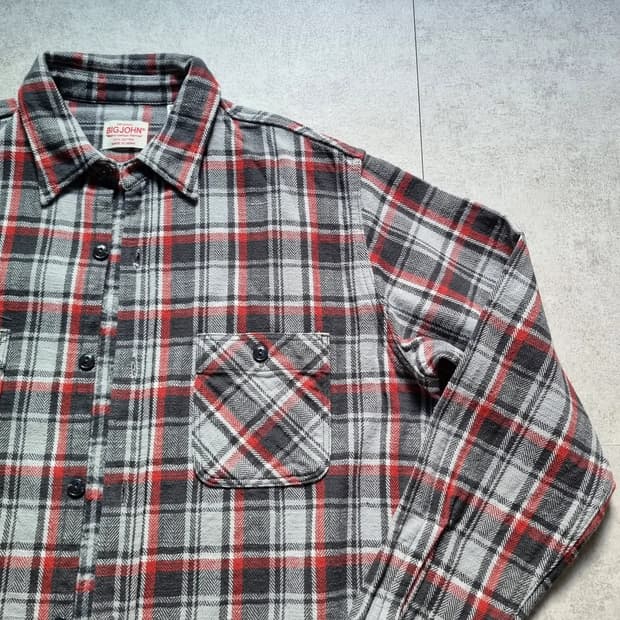 BIG JOHN Heavy Flannel Check Shirt L sz