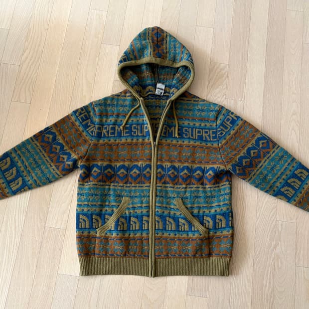 노스페이스 슈프림 콜라보 니트후드집업