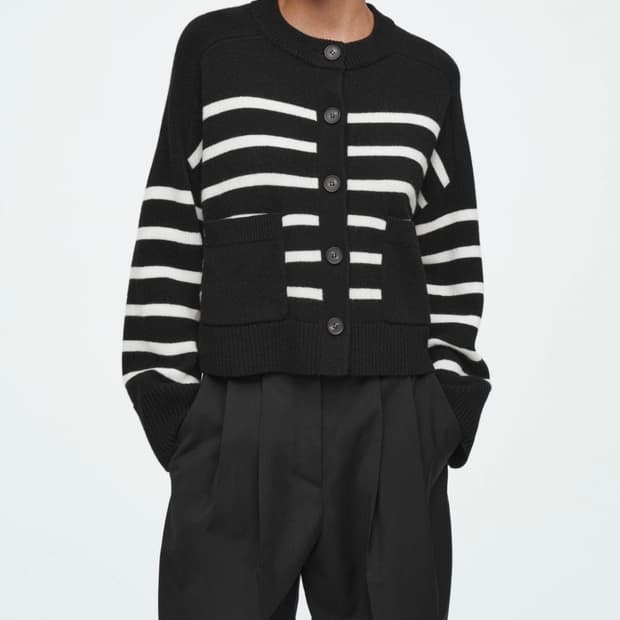 (M)여성 코스 COS 울 크루넥 스트라이프 가디건