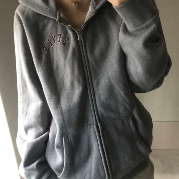 리바이스 그레이 빅로고 후드집업