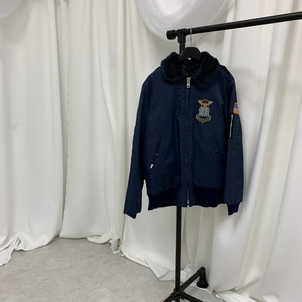 네이비 퍼 항공자켓 