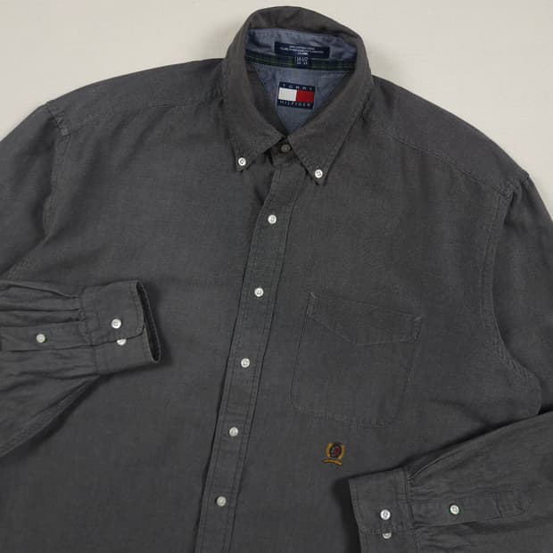 2XL(110) 타미 힐피거 월계관 코튼셔츠 차콜