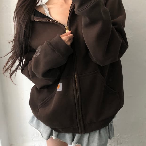 Carhartt 칼하트 초코브라운컬러 써멀 후드집업
