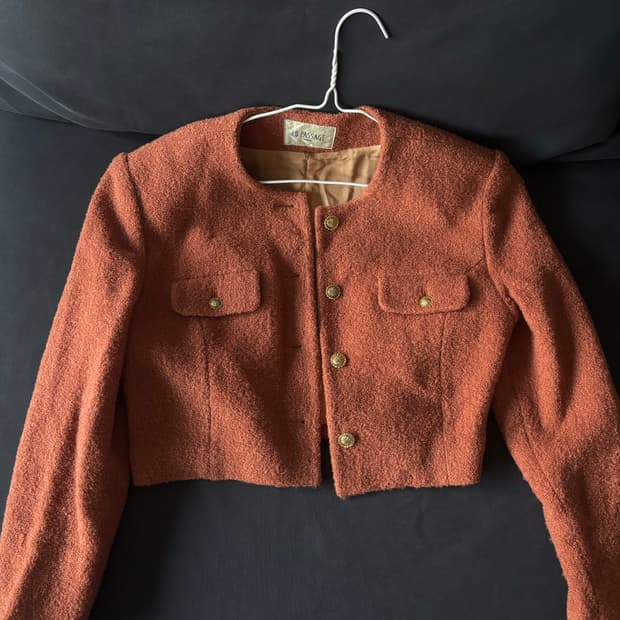 LE PASSAGE 오렌지 크롭 트위드 자켓