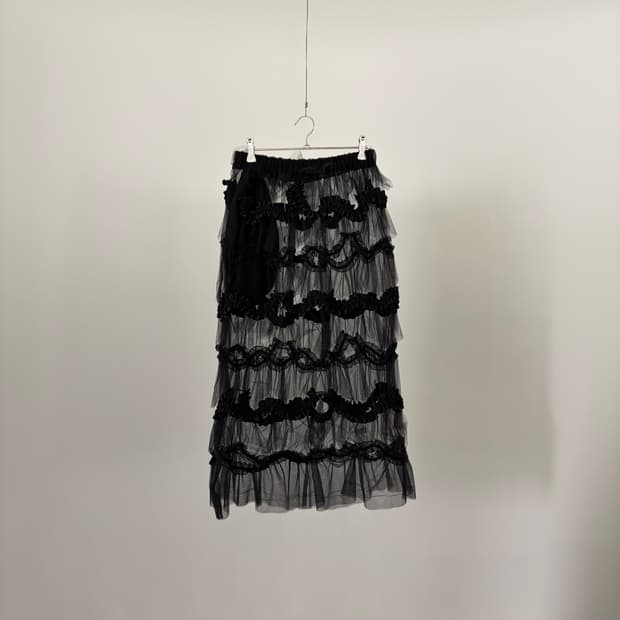 Ruffled Lace Tulle Skirt