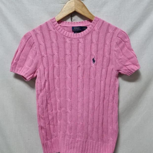 폴로 랄프로렌 꽈배기 반팔 니트 S