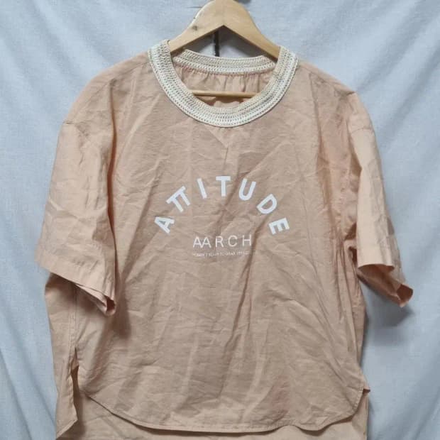 시스템 오버핏 반팔 상의 블라우스 90