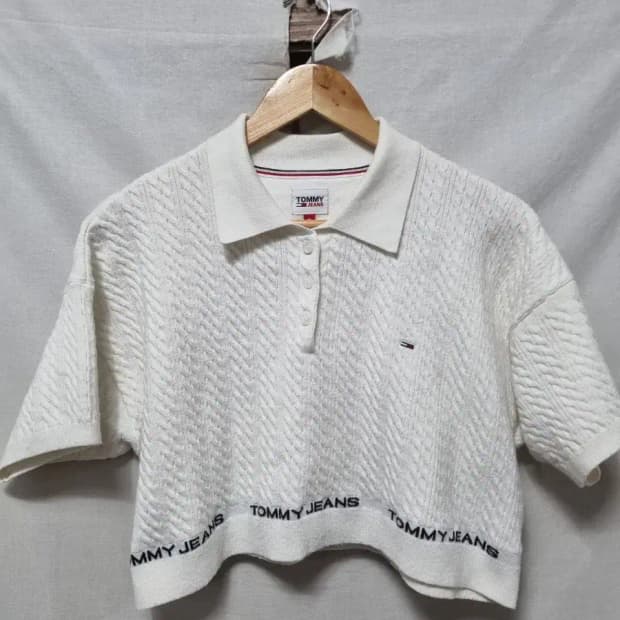 타미힐피거 크롭 반팔 니트 M