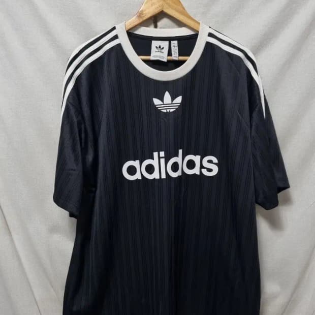 아디다스 블랙 삼선 반팔 티셔츠 3XL
