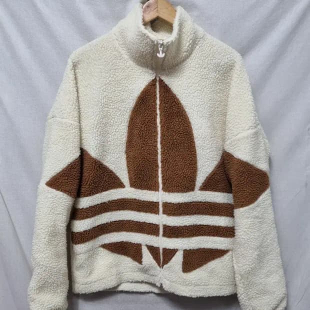 아디다스 빅로고 뽀글이 플리스 자켓 S