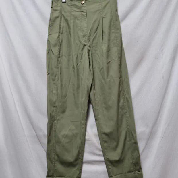 산드로 올리브 하이웨스트 면바지 38