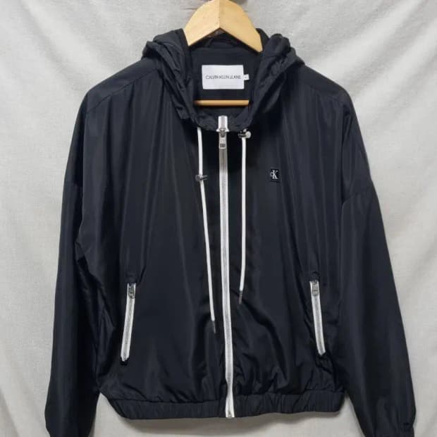 캘빈클라인 블랙 후드 바람막이 자켓 여성 M