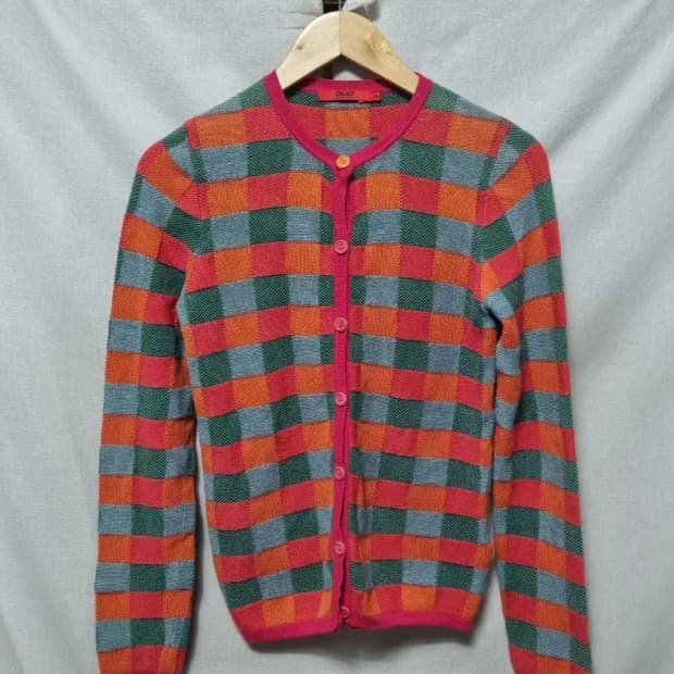 오일릴리 체크 패턴 가디건 XS