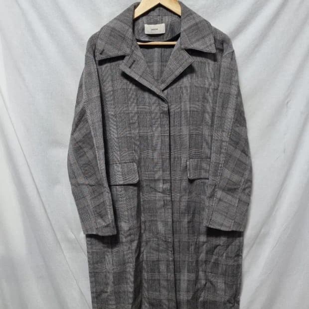 시스템 체크 롱 코트 자켓 M